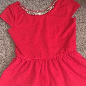 RED PEPLUM TOP